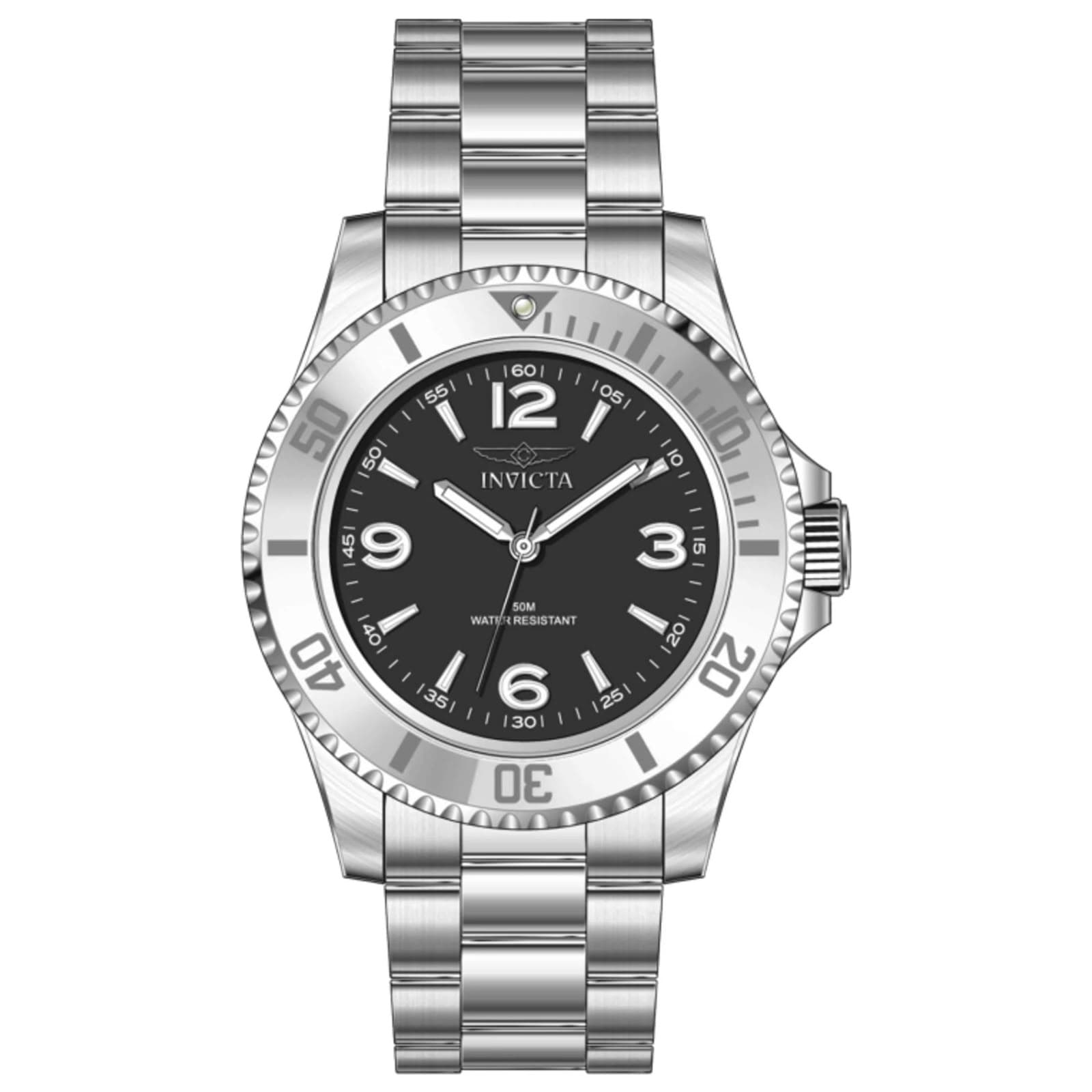 Invicta Pro Diver con brazalete de acero y esfera negra