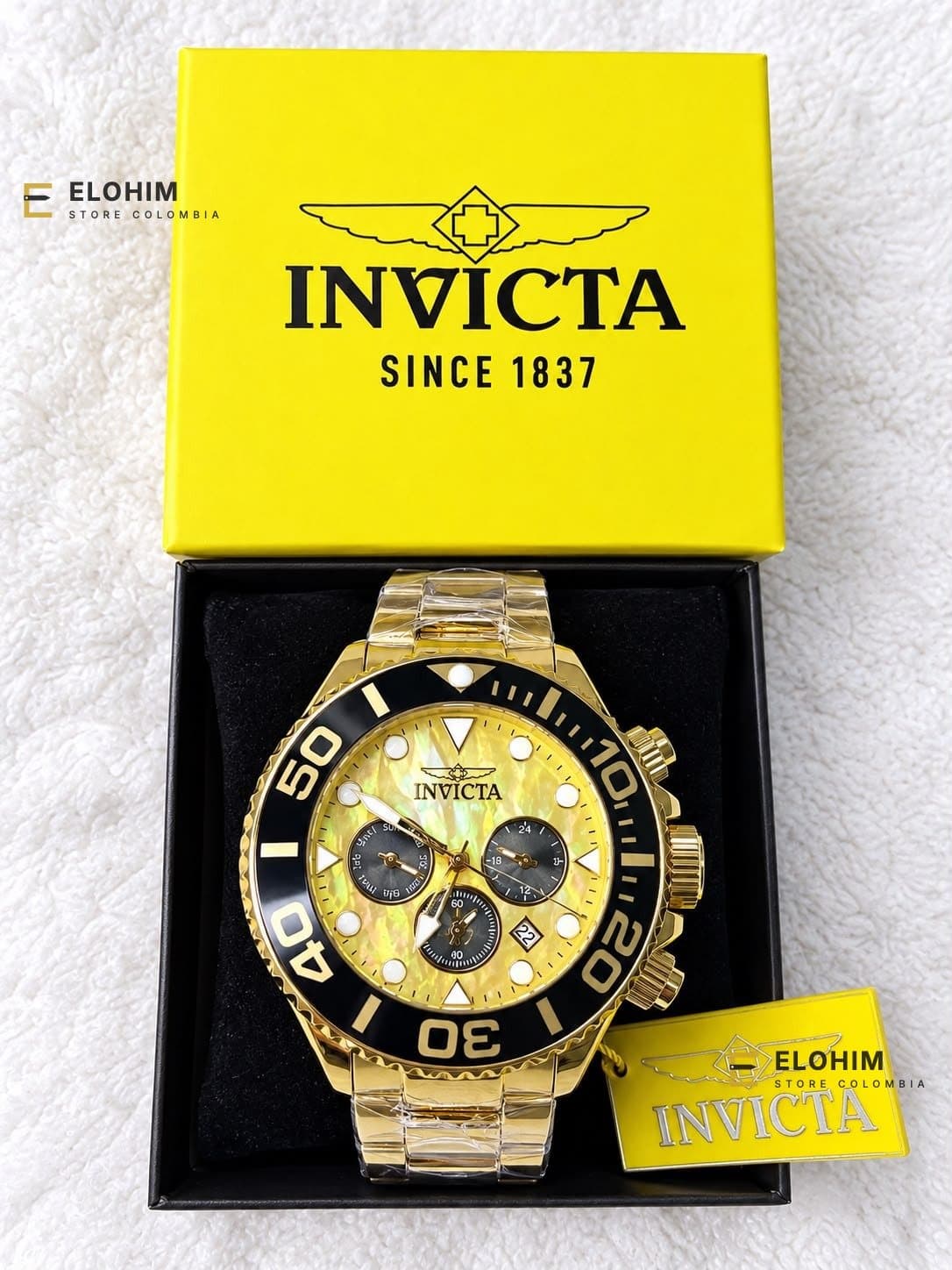 Reloj Invicta Ocean Voyage 52mm Cuarzo para Hombre Esfera Negra y Dorada
