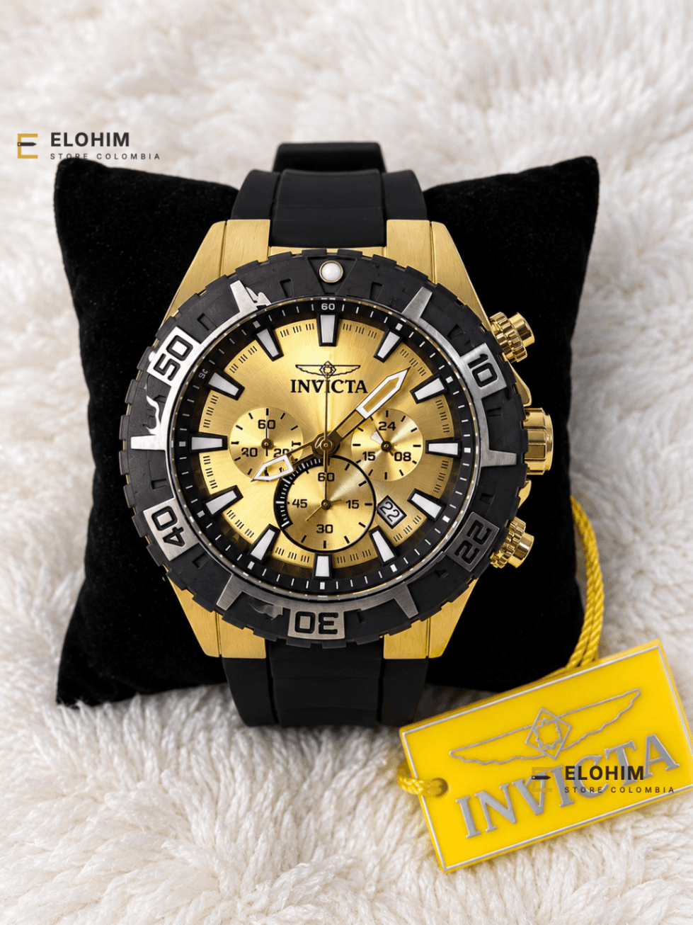 Reloj Invicta Aviator 49mm Cuarzo para Hombre con Esfera Dorada